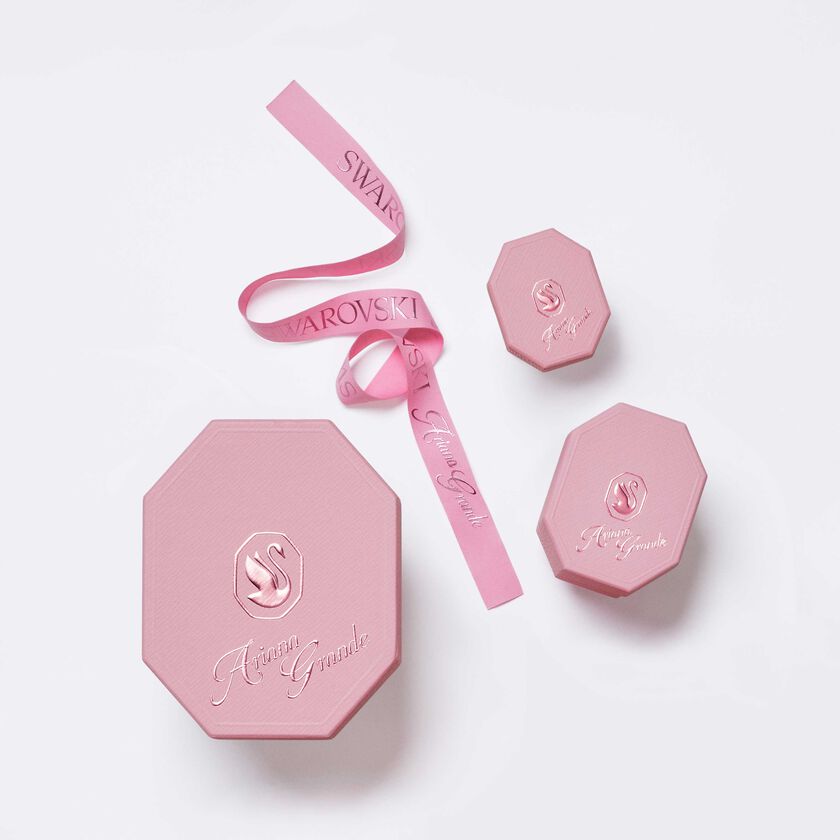 طقم ariana grande x swarovski، قطع متنوع، شكل قلب، لون أبيض، طلاء روديوم