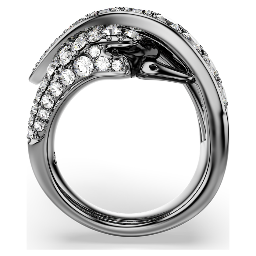 swarovski خاتم the vienna collection، شكل بجعة، لون أبيض، طلاء روثينيوم