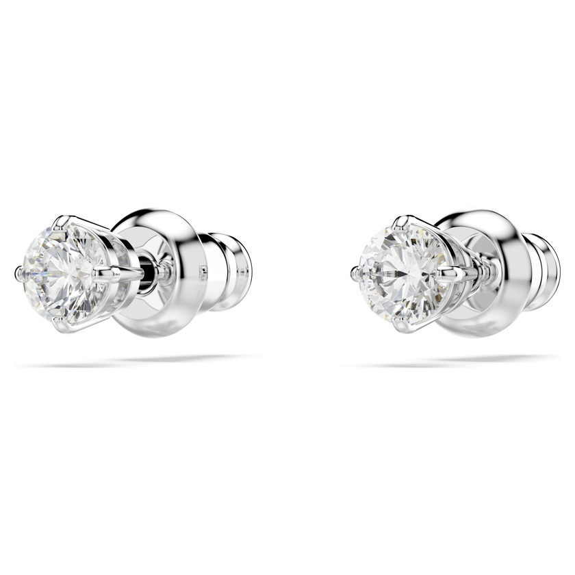 swarovski أقراط دبوسية stilla attract، قطع مستدير، لون أبيض، طلاء روديوم