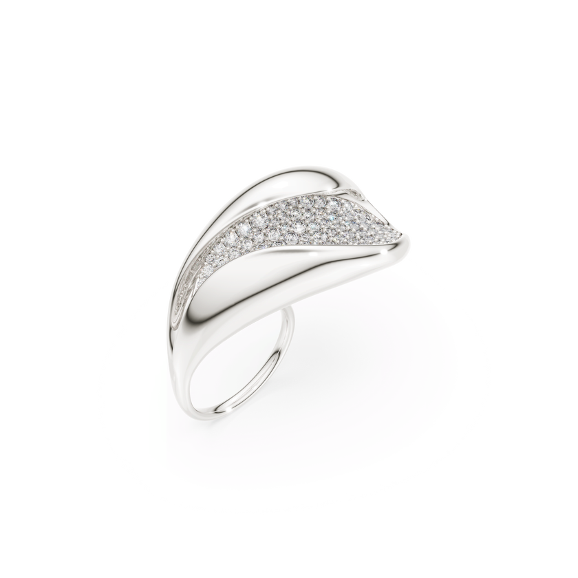 swarovski خاتم كوكتيل classica، تصميم مميز، قطع مستدير، لون أبيض، فضة استرليني