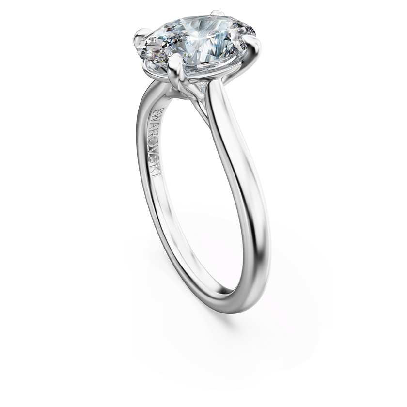 swarovski خاتم سوليتير eternity، أحجار ألماس مُصنعة في المختبر بإجمالي 2 قيراط، قطع بيضاوي، ذهب أبيض عيار 18