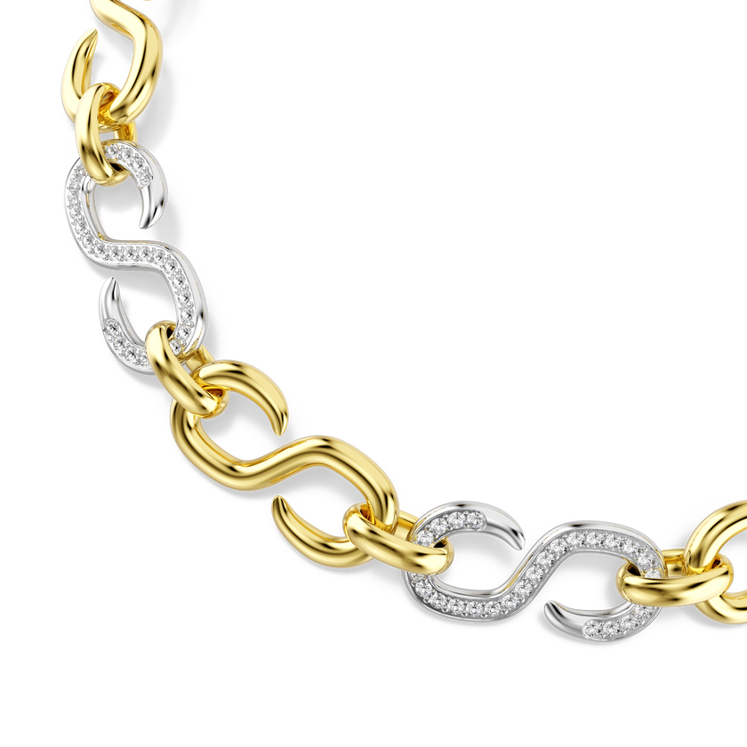 swarovski عقد dextera، قطع مستدير، سلسلة، لون أبيض، لمسة نهائية من معادن مختلطة