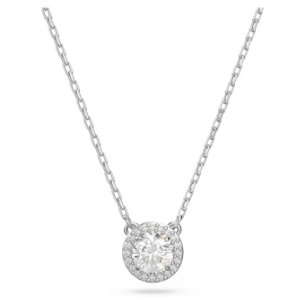 swarovski قلادة una angelic، قطع مستدير، كريستالات متراصة، لون أبيض، طلاء روديوم