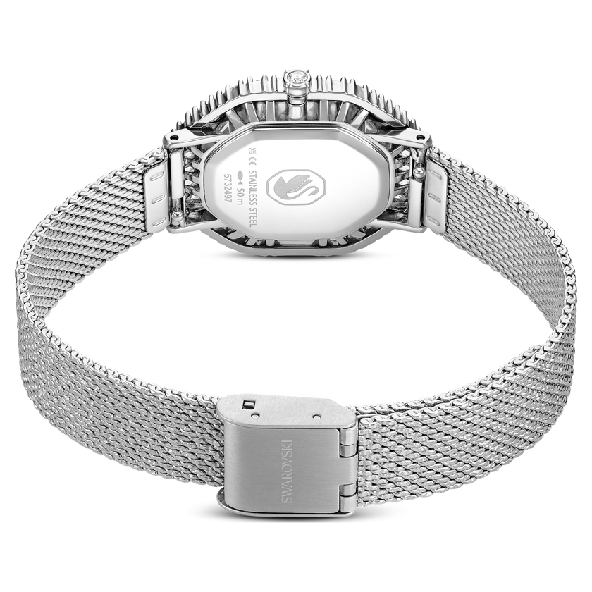 swarovski ساعة يد matrix octagon، سوار معدني، لون فضي، ستانلس ستيل