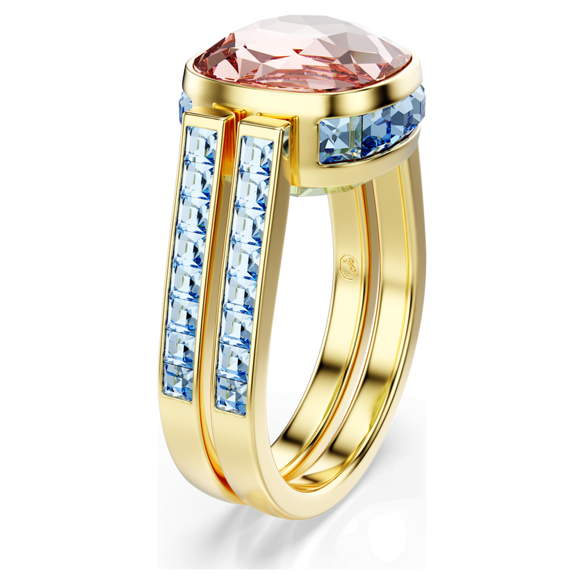 swarovski خاتم chroma، قطع على شكل وسادة، ألوان متعددة، طلاء باللون الذهبي