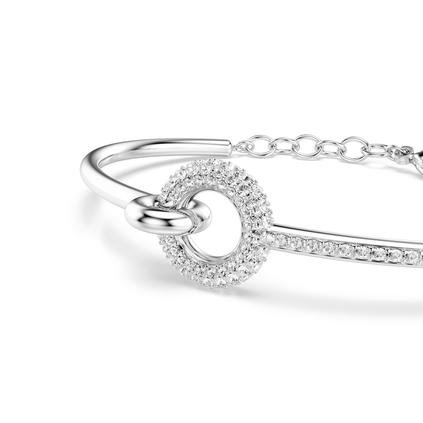 swarovski سوار dextera، قطع مستدير، لون أبيض، طلاء روديوم