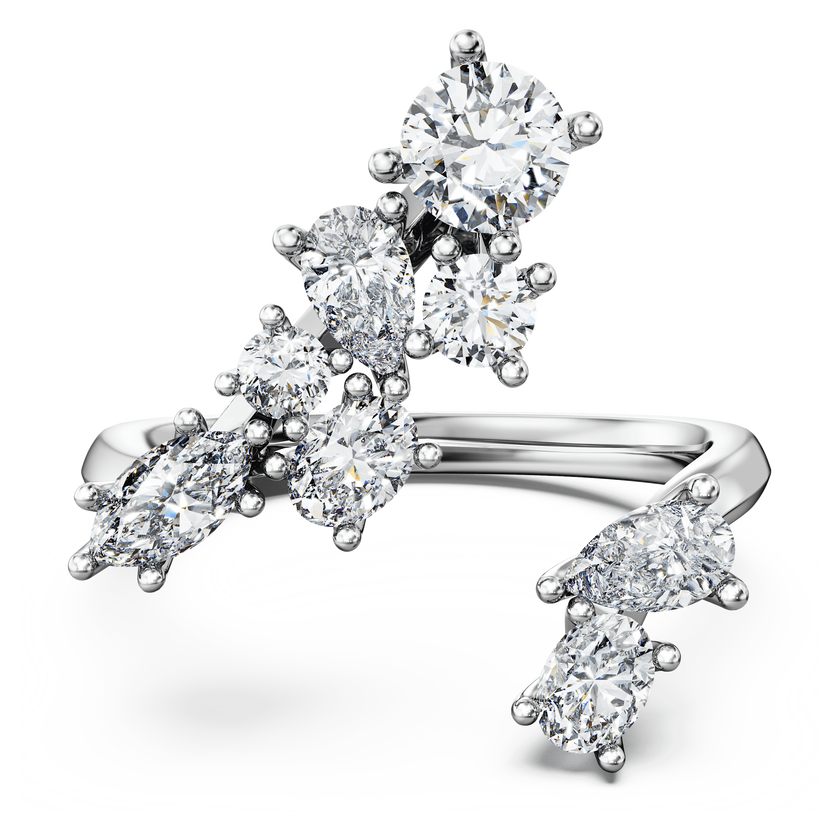 swarovski خاتم مفتوح galaxy، أحجار ألماس مُصنعة في المختبر بإجمالي 1 25 قيراط، ذهب أبيض عيار 18