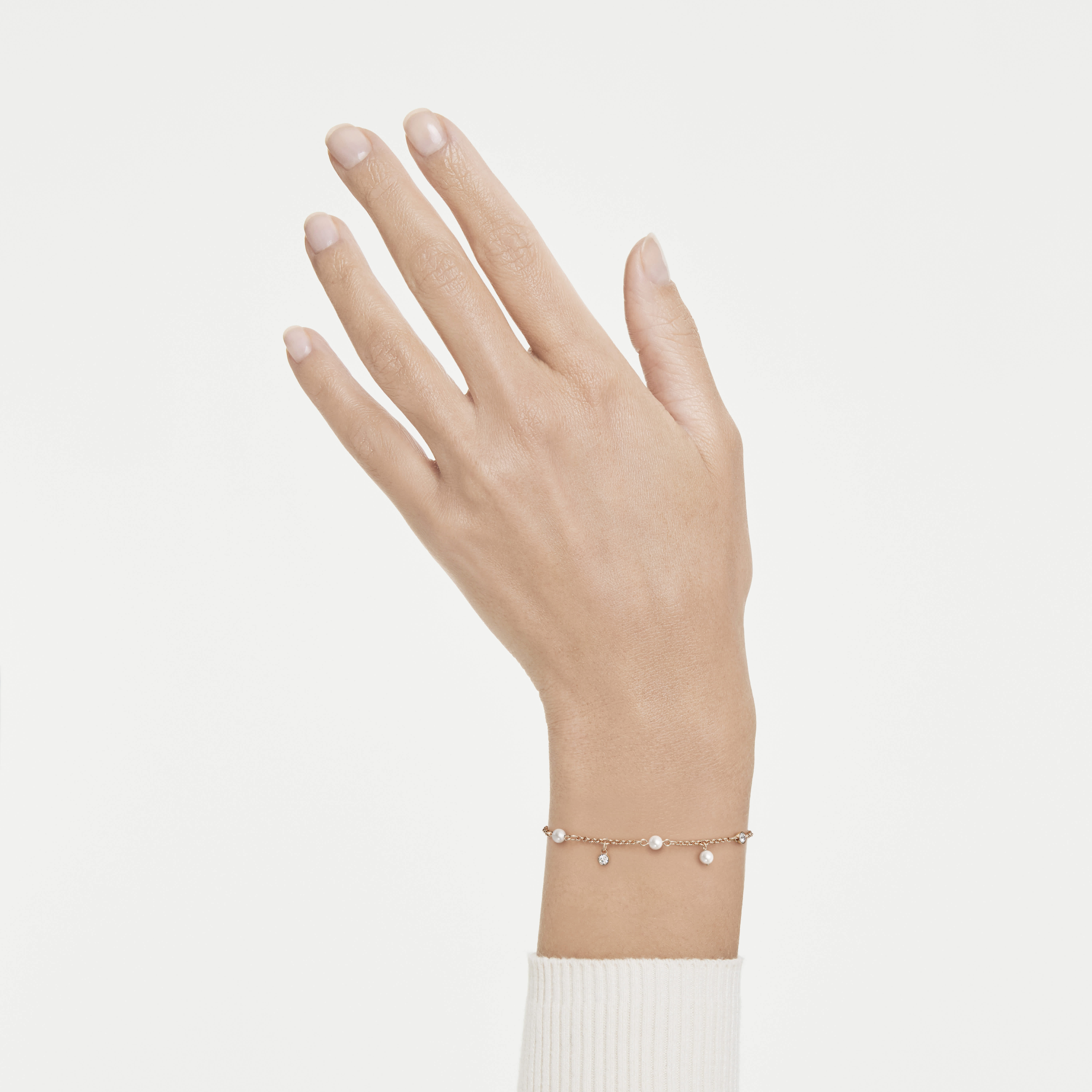 swarovski سوار imber، لؤلؤ كريستالي، قطع مستدير، لون أبيض، لمسة نهائية من الذهب الوردي عيار 18 قيراط