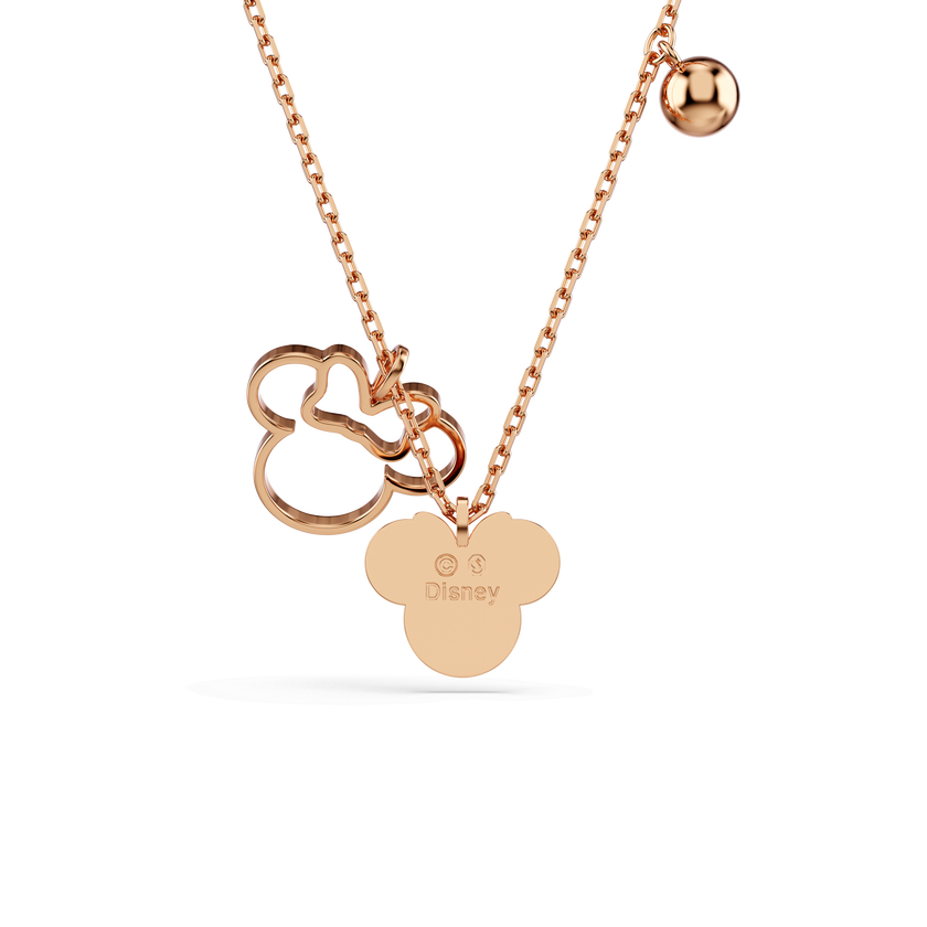 swarovski mickey   minnie pendant  multicolored  rose gold tone plated