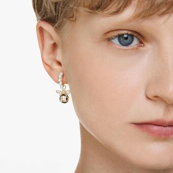 swarovski أقراط متدلية idyllia، لآلئ كريستال، قطع متنوع، شكل نحلة، ألوان متعددة، طلاء باللون الذهبي