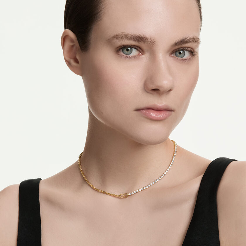 swarovski عقد matrix، قطع مستدير، لون أبيض، لمسة نهائية من الذهب عيار 18 قيراط