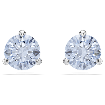 swarovski solitaire stud earrings round cut blue rhodium plated