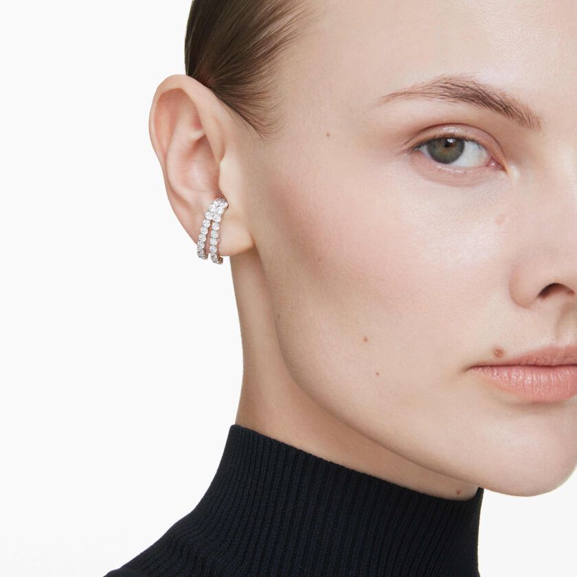 swarovski حِلى للأذن matrix، قطع مستدير، لون أبيض، طلاء روديوم