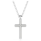 Insigne pendant, Pavé, Cross, White, Rhodium plated