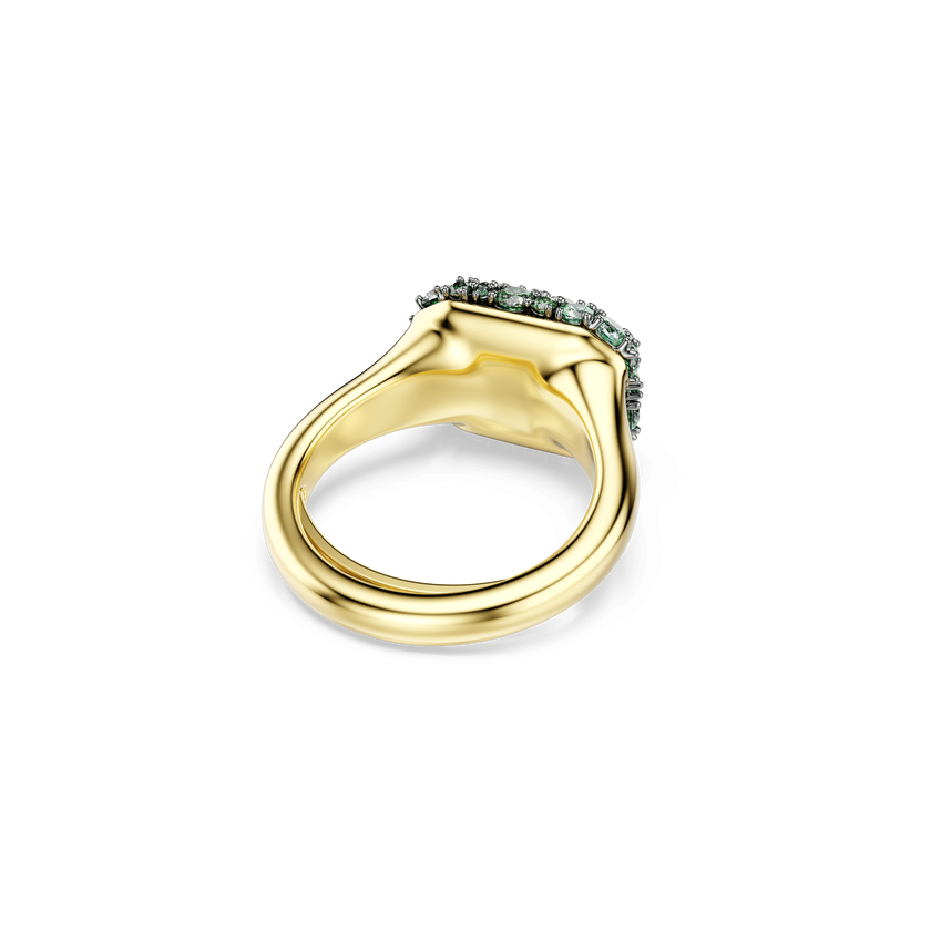 swarovski خاتم كوكتيل sublima، قطع مُثَمَّن، لون أخضر، لمسة نهائية من الذهب عيار 18 قيراط