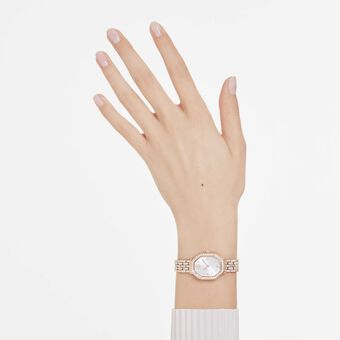 swarovski ساعة dextera octagon، صناعة سويسرية، سوار معدني، لون ذهبي، لمسة نهائية بلون ذهبي وردي