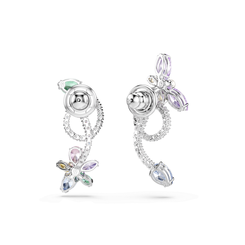 أقراط متدلية وحلية خلف الأذن ariana grande x swarovski، قطع متنوع، شكل يعسوب، شكل زهرة، ألوان متعددة، طلاء روديوم