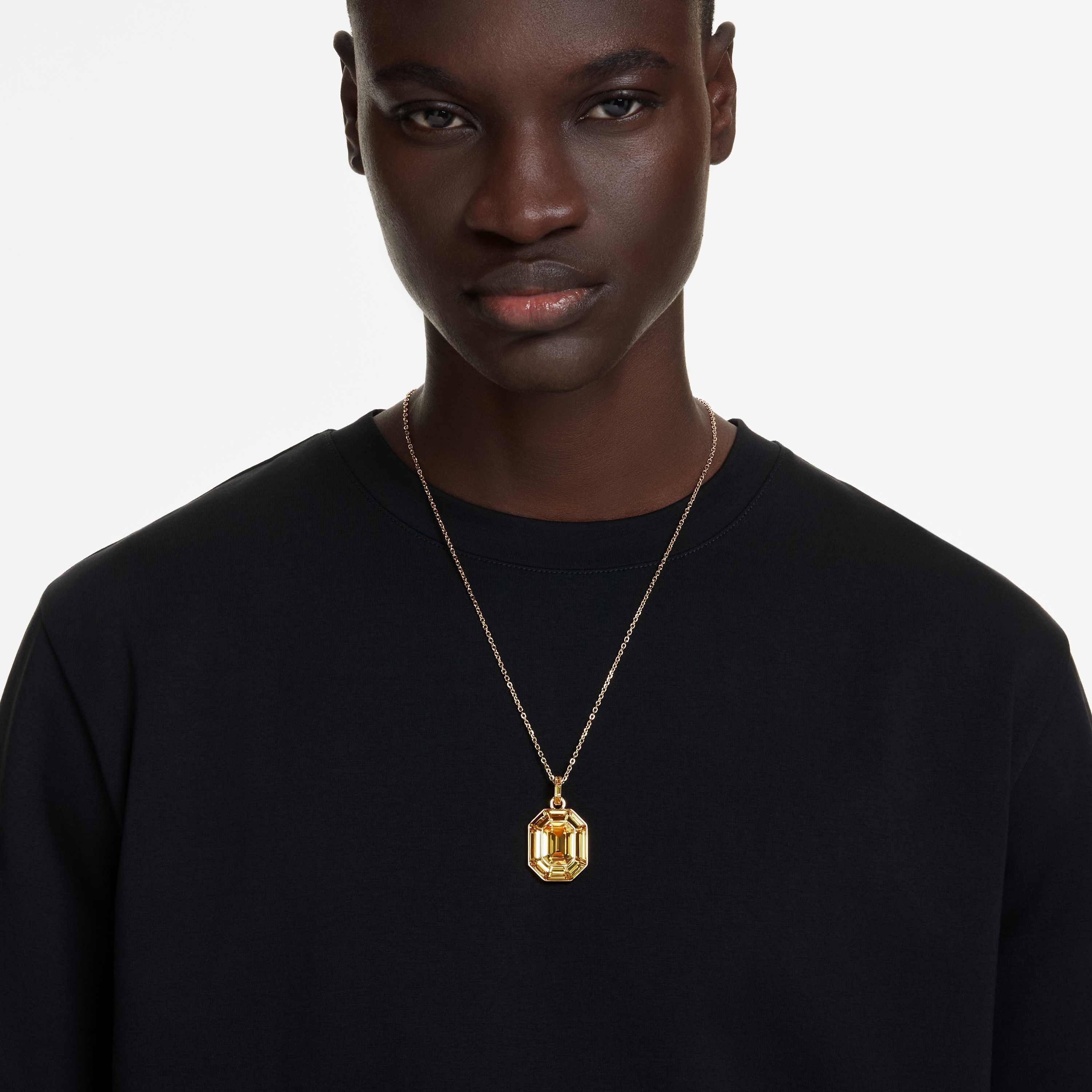 swarovski قلادة lucent، شكل مُثَمَّن، لون أصفر، طلاء باللون الذهبي