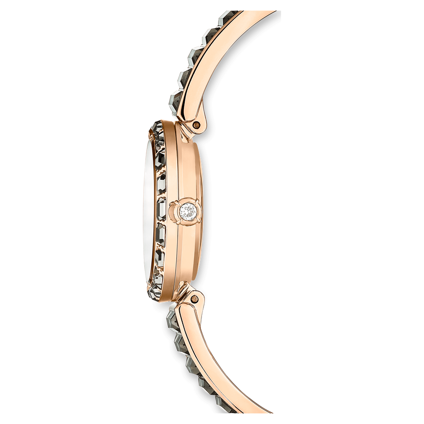 swarovski ساعة يد matrix bangle، صناعة سويسرية، سوار كريستال، لون رمادي، لمسة نهائية باللون الذهبي الوردي