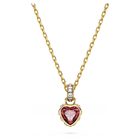 swarovski قلادة chroma، على شكل قلب، لون أحمر، طلاء بلون ذهبي