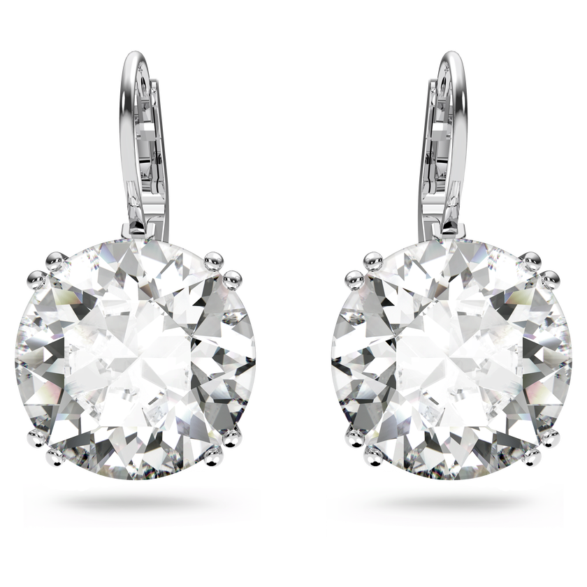 swarovski أقراط millenia، مزدانة بكريستالات دائرية، لون أبيض، طلاء روديوم