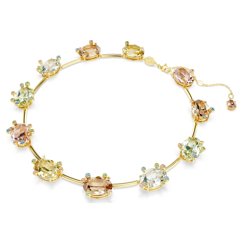 swarovski عقد gema tennis، قطع متنوع، ألوان متعددة، طلاء باللون الذهبي