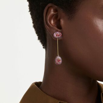 swarovski أقراط متدلية sublima، قطع على شكل كمثرى، لون أحمر، لمسة نهائية من الذهب عيار 18 قيراط