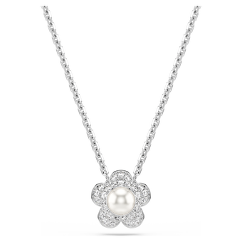 ariana grande x swarovski pendant  round cut  flower  white  rhodium plated