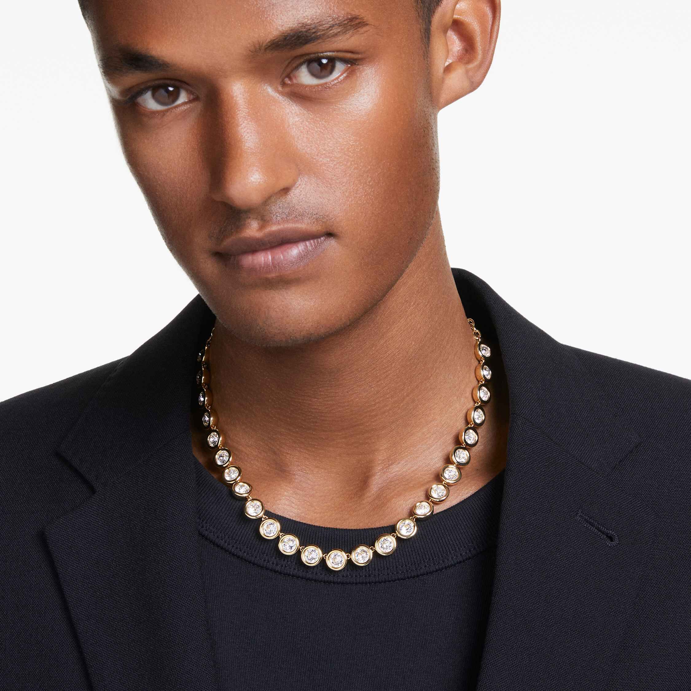 swarovski عقد imber، قطع مُستدير، لون أبيض، طلاء بلون ذهبي