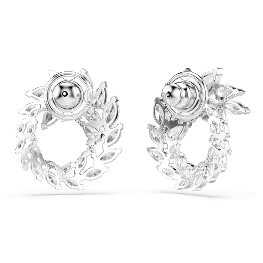 swarovski أقراط حلقية mesmera، قطع ماركيز، لون أبيض، طلاء روديوم