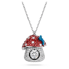 Alice in Wonderland pendant, Mushroom, Red, Rhodium plated