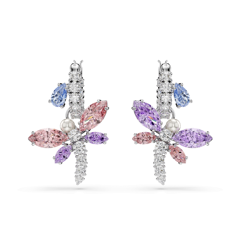 أقراط متدلية ariana grande x swarovski، قطع متنوع، شكل يعسوب، ألوان متعددة، طلاء روديوم