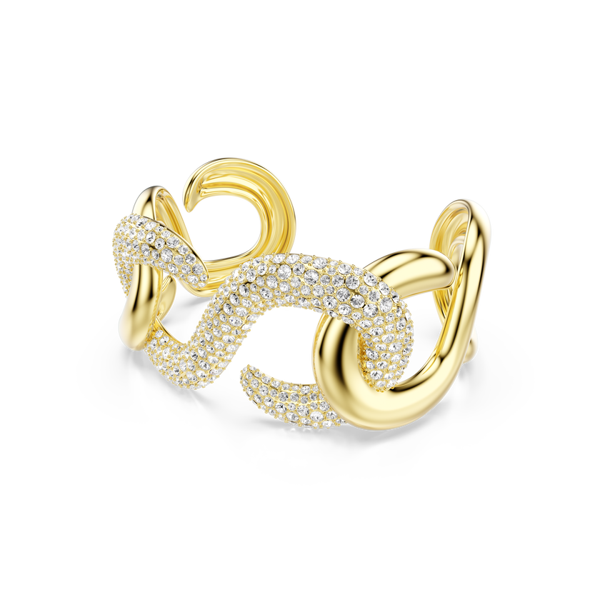 swarovski سوار عريضة dextera، قطع مستدير، لون أبيض، طلاء باللون الذهبي