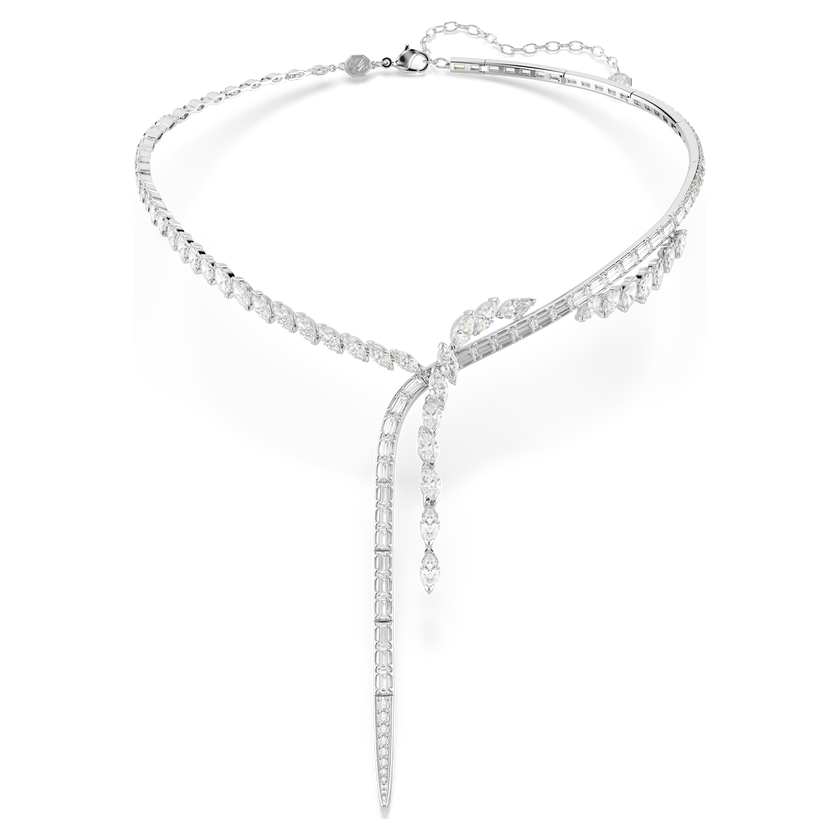 swarovski عقد mesmera على شكل حرف y، قطع متنوع، لون أبيض، طلاء روديوم