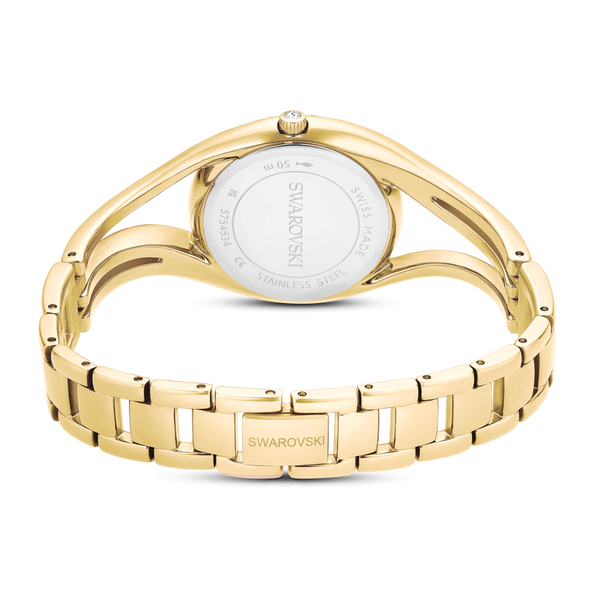 swarovski ساعة hyperbola bangle، صناعة سويسرية، سوار معدني، لون ذهبي، لمسة نهائية بلون ذهبي