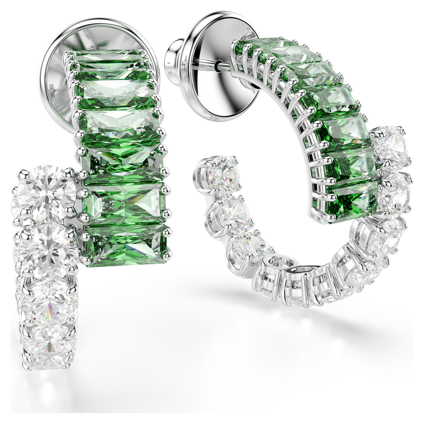 swarovski أقراط حلقية matrix، قطع متنوع، لون أخضر، طلاء روديوم