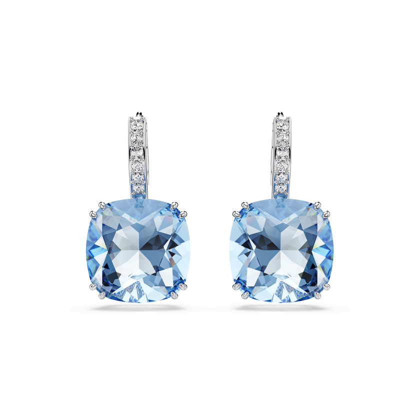 swarovski أقراط متدلية millenia، قطع الوسادة، لون أزرق، طلاء روديوم
