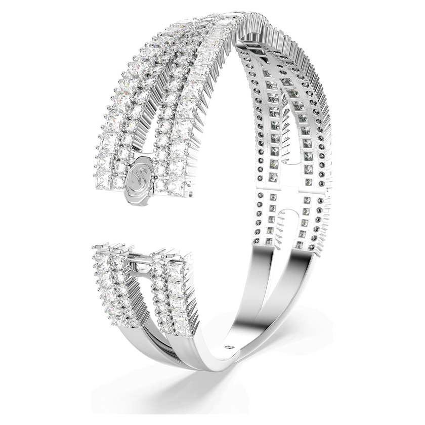 swarovski سوار hyperbola عريض، قطع متنوع، شكل إنفينيتي، لون أبيض، طلاء روديوم