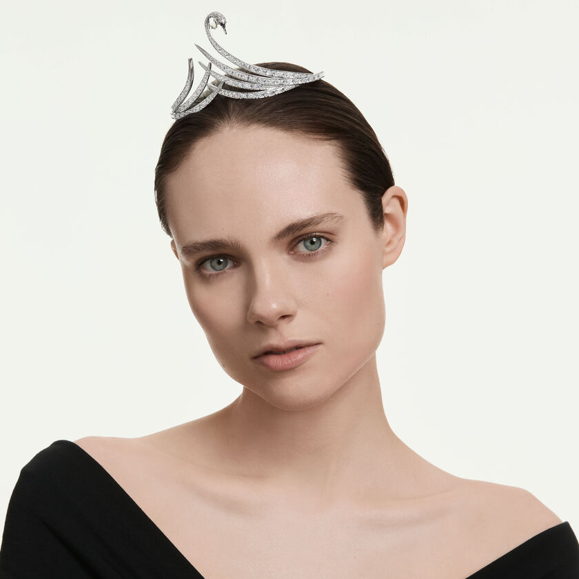 swarovski تاج vienna، قطع متنوع، بجعة، لون أبيض، طلاء روديوم