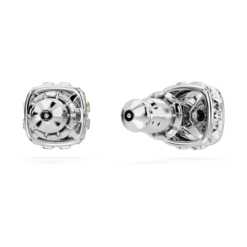 swarovski أقراط دبوسية birthstone، قطع مربع، شهر أبريل، لون أبيض، طلاء روديوم