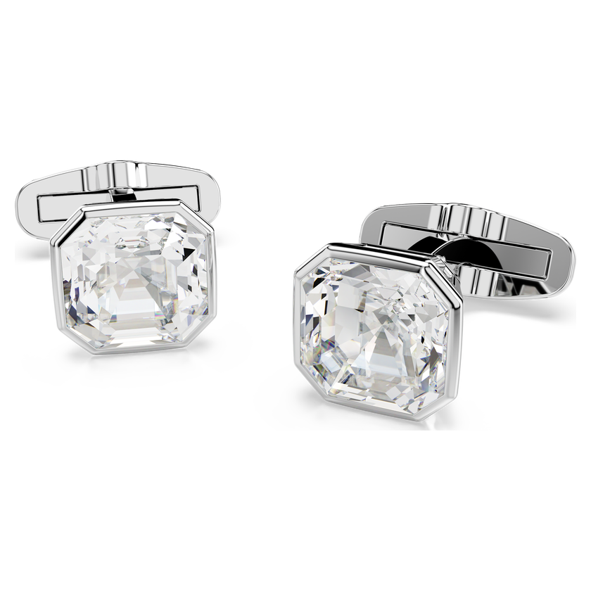 swarovski أزرار أكمام millenia، قطع مثمن، لون أبيض، طلاء روديوم