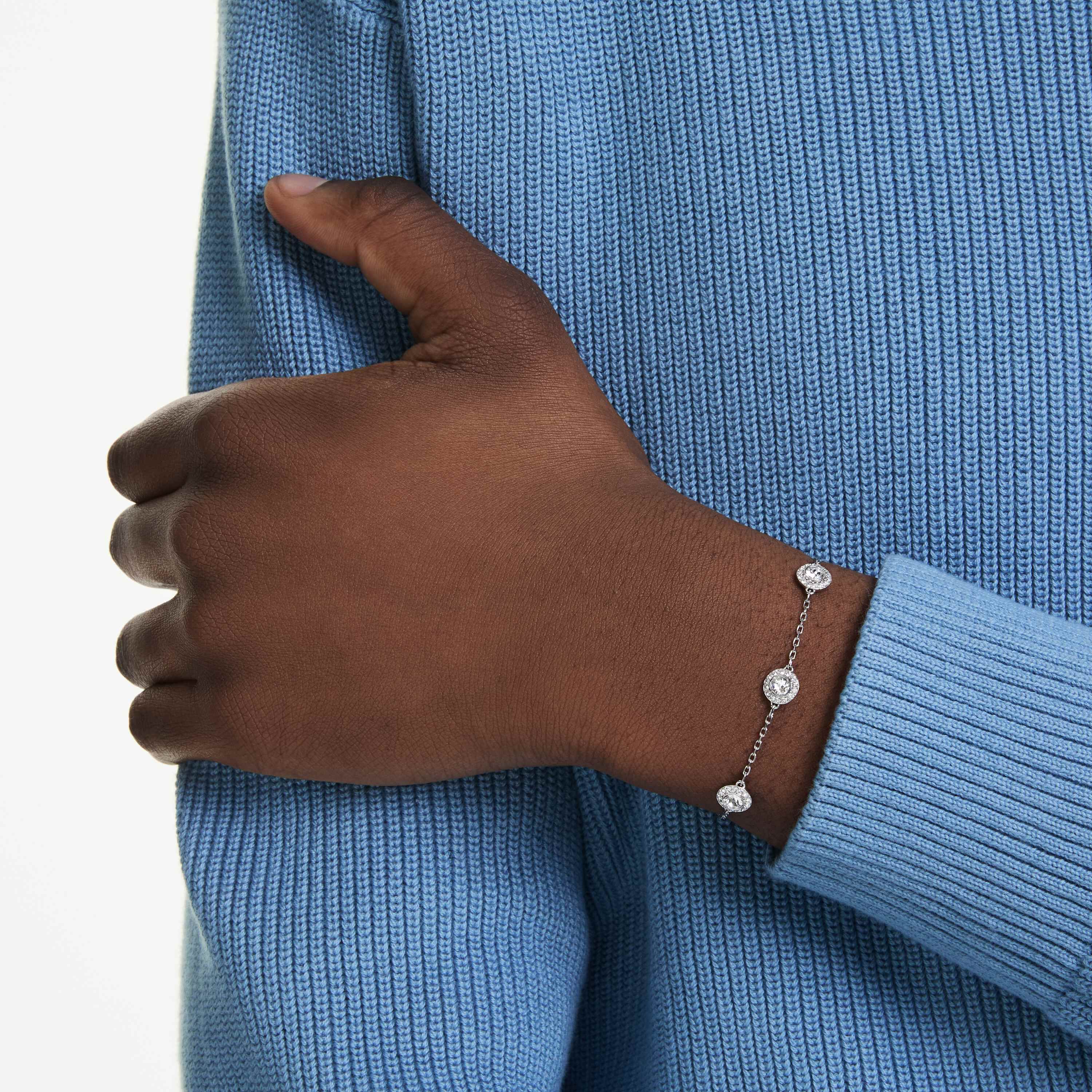 swarovski سوار una angelic، قطع مستدير، حليات ثنائية الوجه، لون أبيض، طلاء روديوم