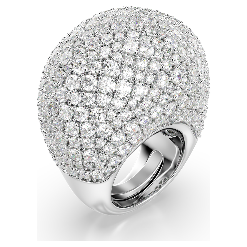 swarovski خاتم كوكتيل sublima، كبير، لون أبيض، طلاء روديوم