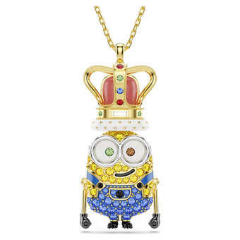 swarovski minions king bob pendant  pav   multicolored  gold tone plated