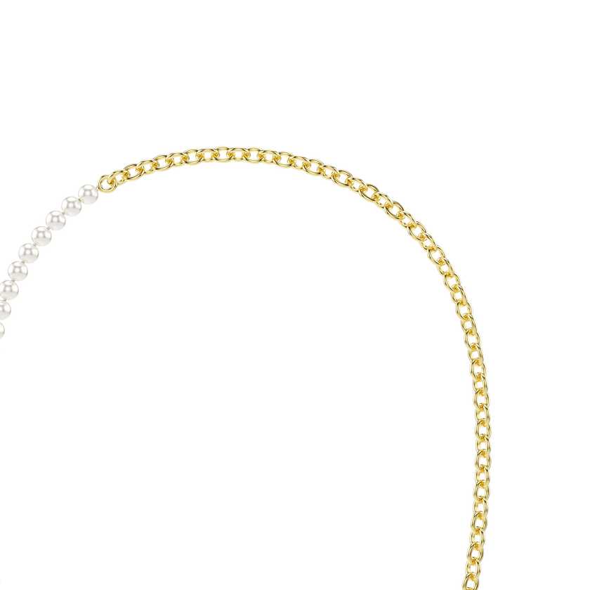 swarovski عقد idyllia، لآلئ كريستال، لون أبيض، طلاء باللون الذهبي