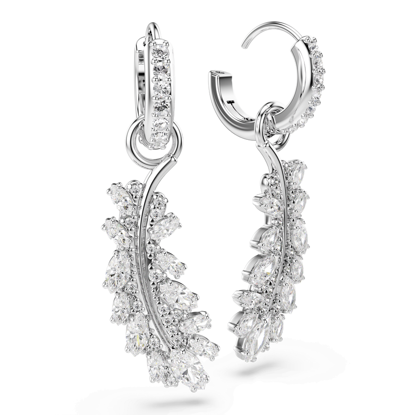 swarovski أقراط vienna، قطع متنوع، ريشة، لون أبيض، طلاء روديوم