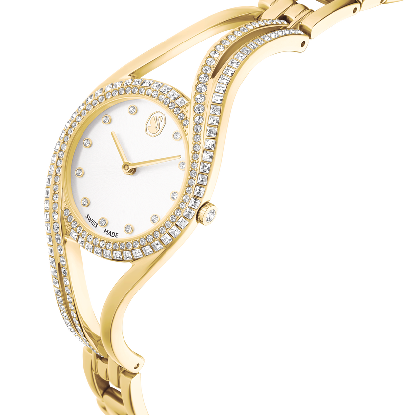 swarovski ساعة hyperbola bangle، صناعة سويسرية، سوار معدني، لون ذهبي، لمسة نهائية بلون ذهبي