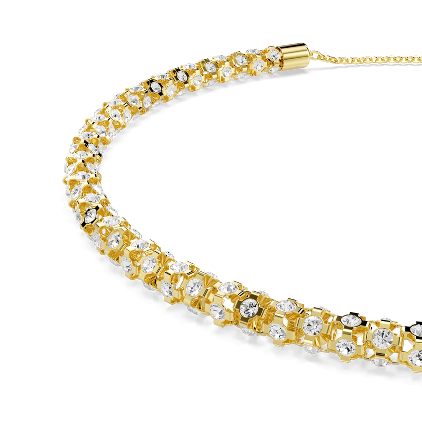swarovski dextera necklace  round cut  white  gold tone finish