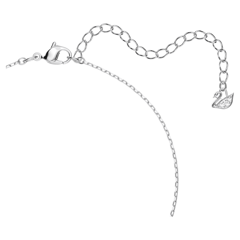 swarovski عقد swan، على شكل بجعة، لون أبيض، طلاء روديوم