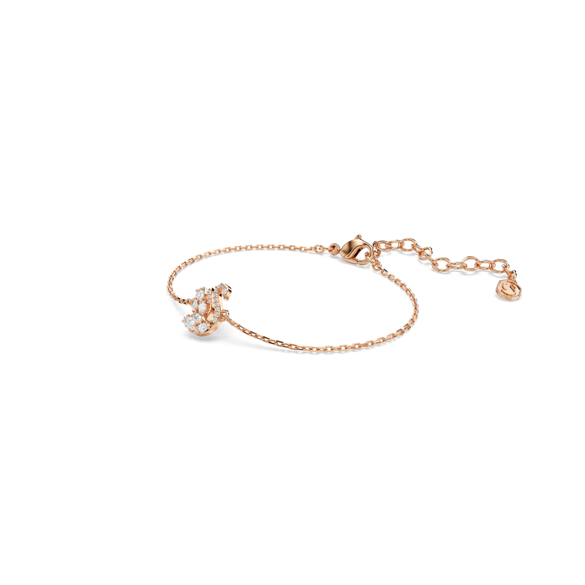 swarovski سوار swan، قطع متنوع، شكل بجعة، لون أبيض، طلاء باللون الذهبي الوردي